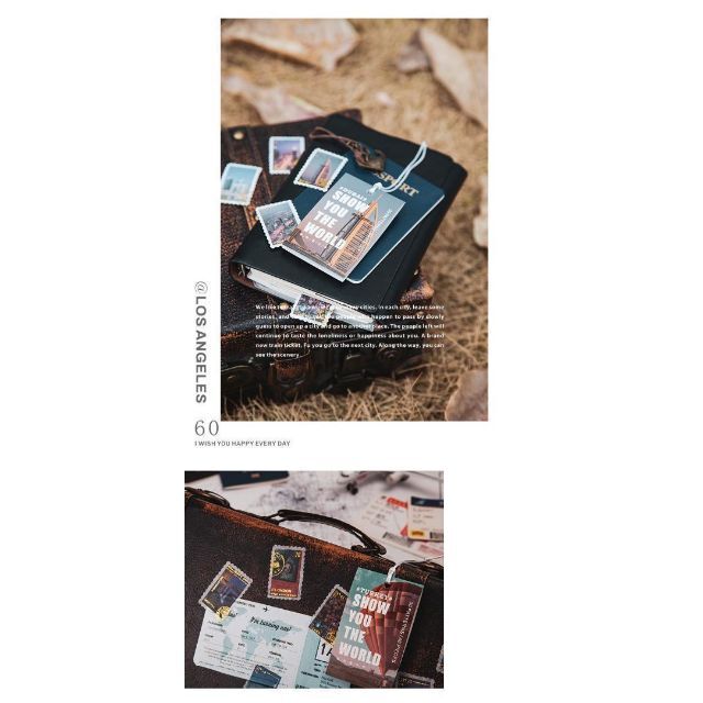フレークシール NY 海外旅行 ステッカー 手帳用 切手 世界遺産 60枚
