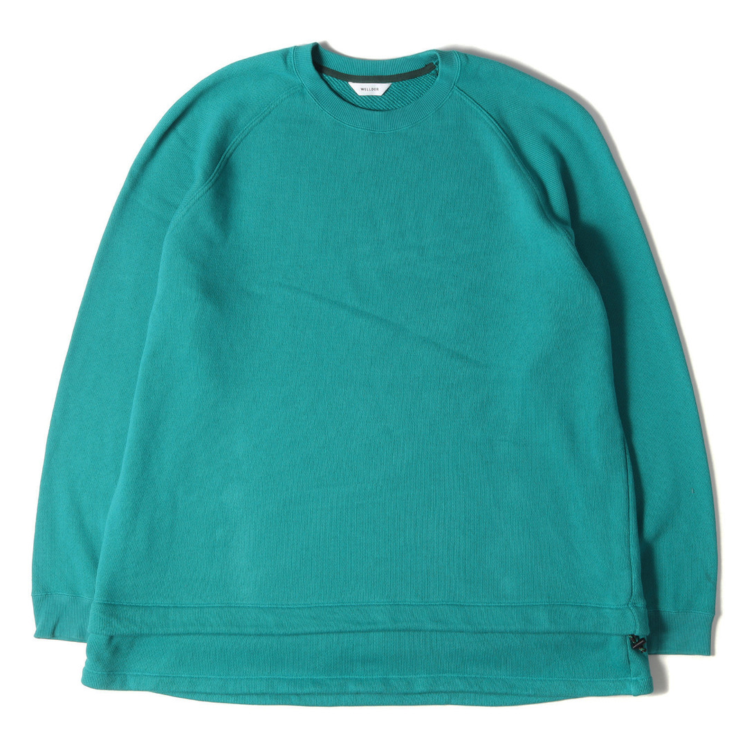 WELLDER ウェルダー スウェット レイヤード デザイン コットン スウェットシャツ LAYERED PULL OVER SWEAT トップス トレーナー プルオーバー ラグラン 裏毛 ターコイズグリーン 4 【メンズ】