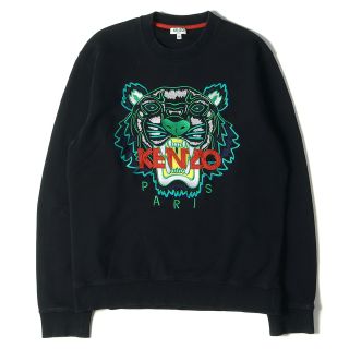 ケンゾー(KENZO)のKENZO ケンゾー スウェット タイガー 刺繍 クルーネック スウェットシャツ トレーナー 裏毛 ブランド ロゴ アイコン トップス ブラック 黒 M 【メンズ】【中古】(スウェット)