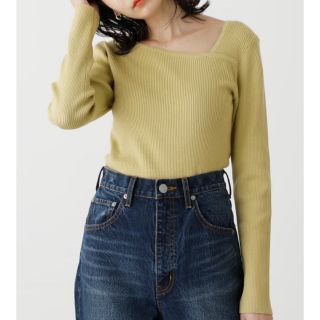 アズールバイマウジー(AZUL by moussy)の【新品・未使用】ASYMMETRY NECK L／S KNIT TOPS(ニット/セーター)