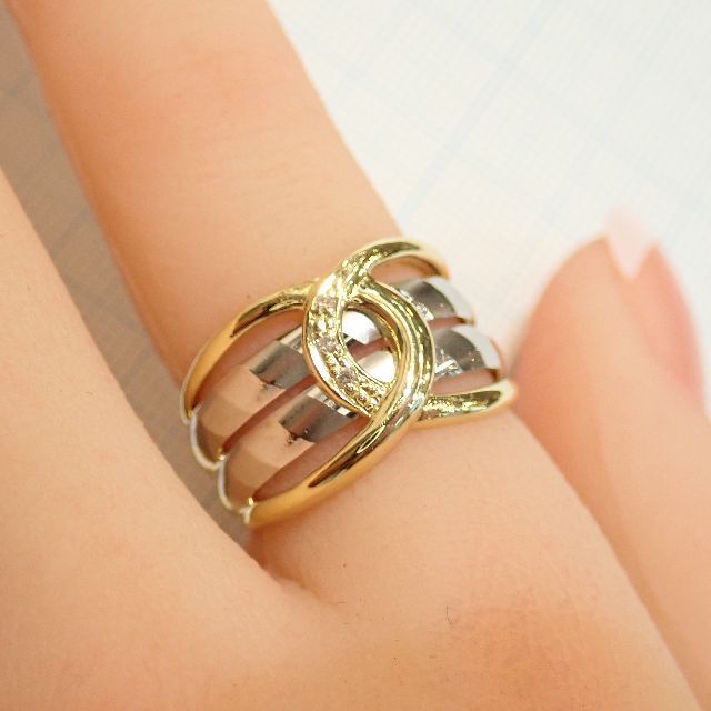 ■K18/Pt900 コンビデザインファッションダイヤモンドリング■艶消し■ レディースのアクセサリー(リング(指輪))の商品写真