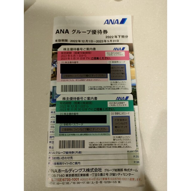 ANA株主優待券2枚 チケットの優待券/割引券(ショッピング)の商品写真