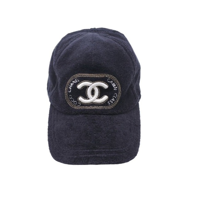 CHANEL - CHANEL シャネル パイル ブラック イアンコナー 黒 キャップ 帽子 CAP ココマーク サイズM 美品 中古 45425 正規品