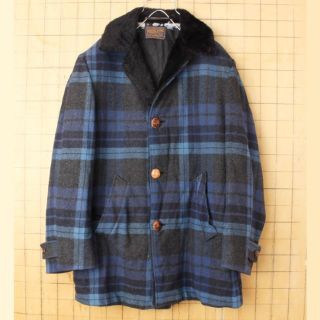 ペンドルトン(PENDLETON)の60s70s USA製 ペンドルトン ウール ボア コート Lブルー aw134(ステンカラーコート)