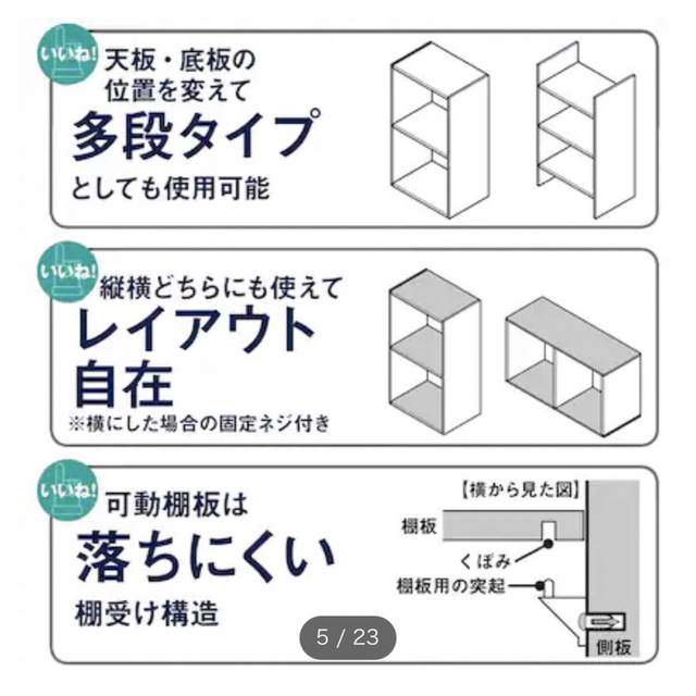 ニトリ(ニトリ)の【お値下げ】ニトリ　カラーボックスカラボ 3段(ホワイト) ２個セット インテリア/住まい/日用品の収納家具(棚/ラック/タンス)の商品写真