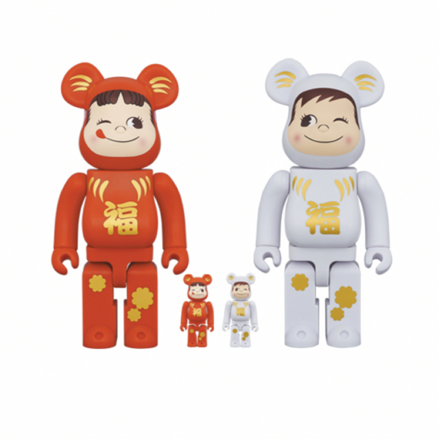 ハンドメイドBE＠RBRICK 達磨 ペコちゃん & ポコちゃん 100% & 400%