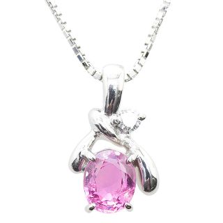 【Aランク】K18WG デザインネックレス ピンクサファイア 1.36ct ダイヤ 0.14ct【ISEYA】