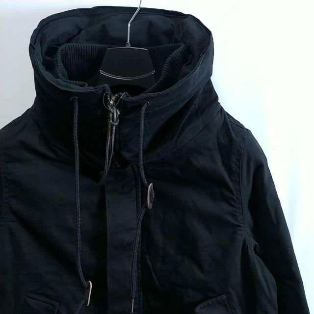 新品 【セール】 L ボリュームネック ジャケット モッズコート 黒 12B メンズのジャケット/アウター(モッズコート)の商品写真