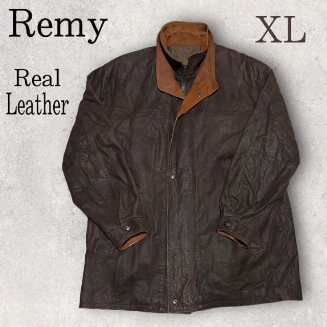 良デザイン 米国製 Vintage Remy レザージャケット XL ブラウン