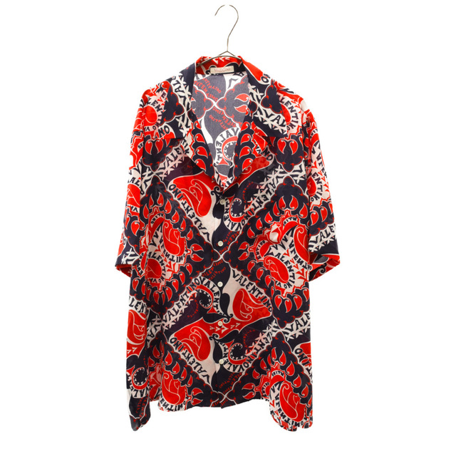 VALENTINO ヴァレンチノ Archive Manifesto Bandana Print Silk Shirt 1V3AAA908KW ヴァレンティノ アーカイブマニフェストバンダナプリントシルクシャツ 半袖 ロゴプリント