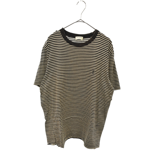 SAINT LAURENT PARIS サンローランパリ 21SS Bleach Border Tee 644058 YBYQ2 ブリーチ加工 ボーダー半袖Tシャツ ブラック/ホワイト