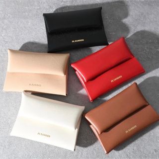 ジルサンダー(Jil Sander)のJIL SANDER ロゴ入りレザーコインケースRED（新品）(コインケース/小銭入れ)