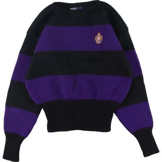 ラルフローレン(Ralph Lauren)の古着 90年代 ラルフローレン Ralph Lauren POLO by Ralph Lauren ボーダー柄 ロゴ刺繍 ボートネック ウールニットセーター メンズM ヴィンテージ /eaa306308(ニット/セーター)