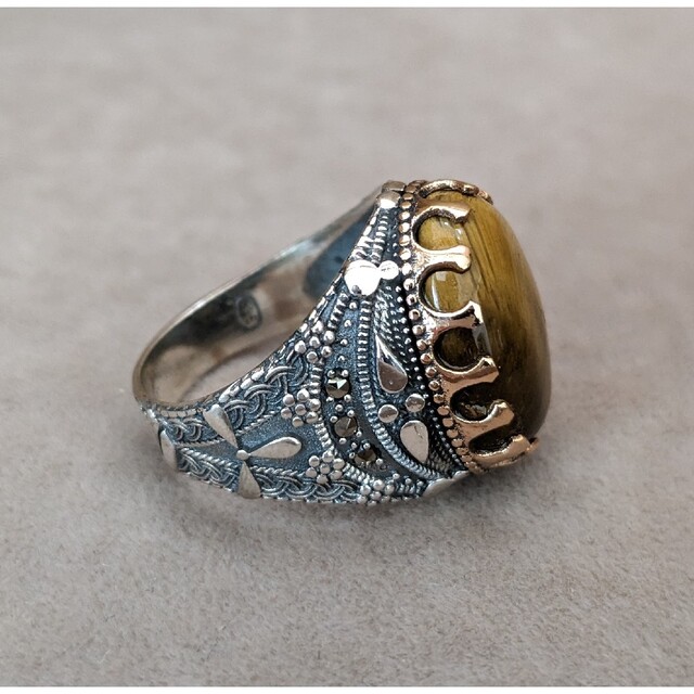 トルコ製 天然石リング（タイガーアイ）Silver925 メンズのアクセサリー(リング(指輪))の商品写真