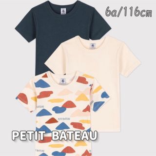 プチバトー(PETIT BATEAU)の新品未使用  プチバトー  半袖  Tシャツ  3枚組  6ans(Tシャツ/カットソー)