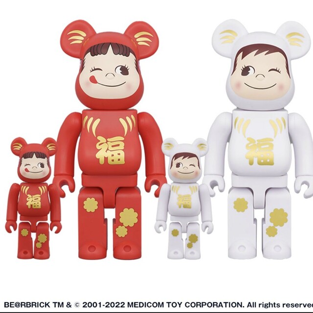 ベアブリックBE＠RBRICK 達磨 ペコちゃん & ポコちゃん 100% & 400%