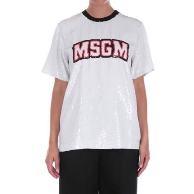 MSGM(エムエスジイエム)のMSGM スパンコール ラウンドネックオーバーサイズ トップス 裏地付き M  レディースのトップス(カットソー(半袖/袖なし))の商品写真