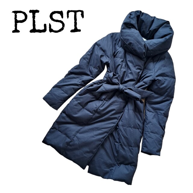 PLST(プラステ)のPLST プラステ ダウンコート ロングコート ショールカラー ベルト Aライン レディースのジャケット/アウター(ダウンコート)の商品写真