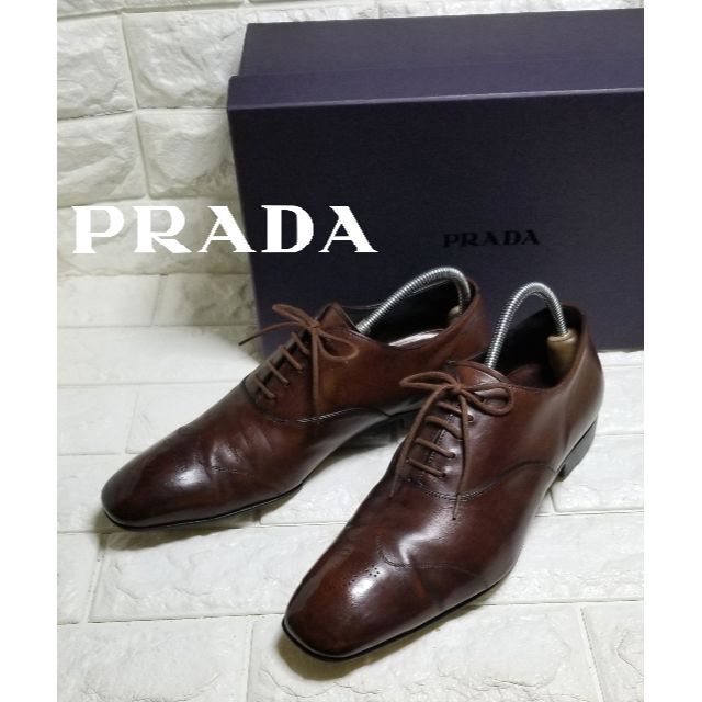 PRADA 内羽根ウイングチップsize,25.0 ブラック　箱付き