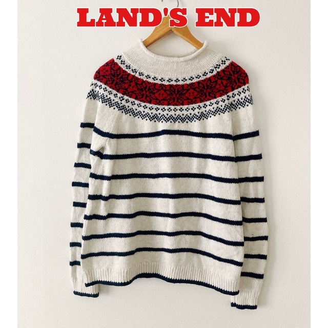 LANDS’END(ランズエンド)のLAND'S END ニット　ボーダーニット　セーター　ロールネック メンズのトップス(ニット/セーター)の商品写真