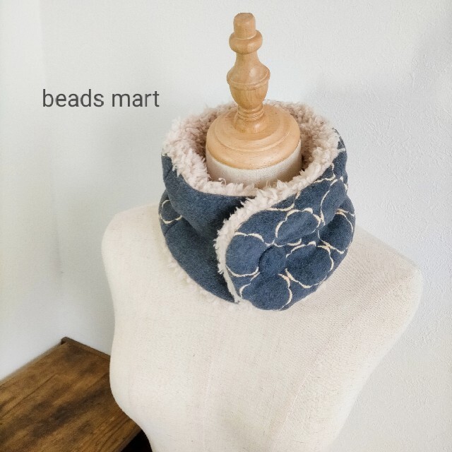 【送料無料＊NEW】beads martハンドメイドマフラーサークルGY×LBE ハンドメイドのファッション小物(マフラー/ストール)の商品写真