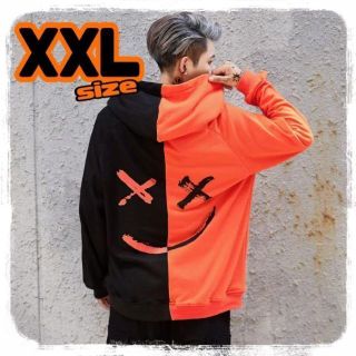 【専用】オーバーサイズ　パーカー　XXL ブラック　オレンジ　ビッグシルエット(パーカー)