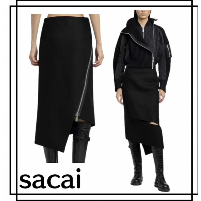 sacai 2022年プレフォール Wool Melton Skirt サイズ2サカイ