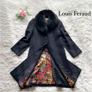 Louis Feraud ルイフェロー  ポンチョ風　フォックスファ付き　コート