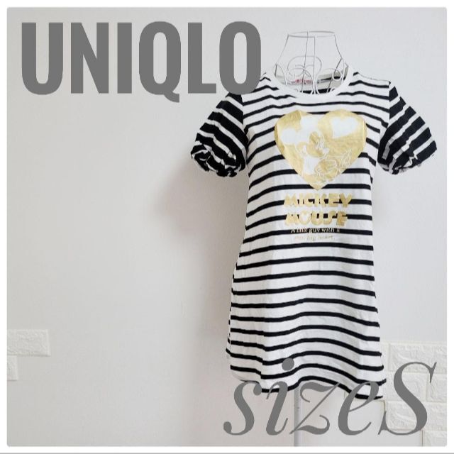 UNIQLO(ユニクロ)のUNIQLO ユニクロ ディズニーコラボ ミッキー 半袖 Tシャツ ボーダー レディースのトップス(Tシャツ(半袖/袖なし))の商品写真
