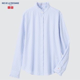 ユニクロ(UNIQLO)のユニクロイネス　コットンフリルシャツ(シャツ/ブラウス(長袖/七分))