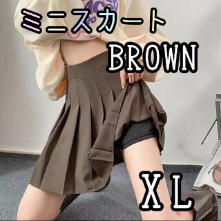 最終値下げ♥プリーツミニスカート 韓国 レディース 茶色 インナーパンツ XL(ミニスカート)