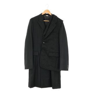 コムデギャルソンオムプリュス(COMME des GARCONS HOMME PLUS)の【美品】  COMME des GARCONS HOMME PLUS / コムデギャルソンオムプリュス | AD2019 2019AW | ウール ラペル ドッキング ダブル ロング ジャケット コート | M | ブラック | メンズ(その他)