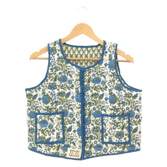 【新品】  SZ Blockprints / エスゼット ブロックプリント | HOTEL BOY VEST ボタニカル柄 キルティング ホテルボーイ ベスト リバーシブル | ブルー/グリーン | レディースその他