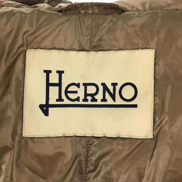 HERNO  / ヘルノ | Bolla ウール混 タータンチェック リアル ファー フード ダウン コート | 38 | ブラウン | レディース レディースのジャケット/アウター(その他)の商品写真