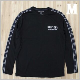 トミーヒルフィガー(TOMMY HILFIGER)のサイドラインスウェットプルオーバー ブラック Mサイズ(Tシャツ/カットソー(七分/長袖))