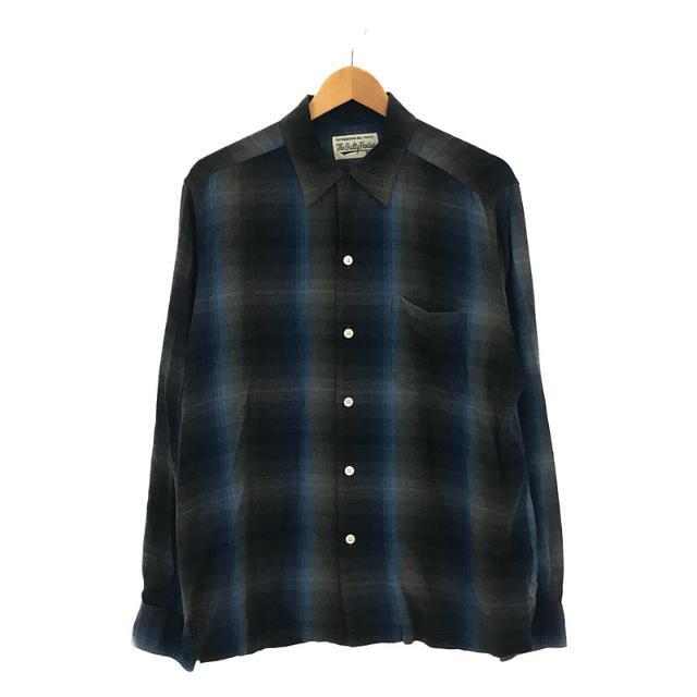 WACKO MARIA  / ワコマリア | OMBRE CHECK OPEN COLLAR SHIRT L/S レーヨン オンブレ チェック オープンカラー シャツ | XL | ブルー | メンズ