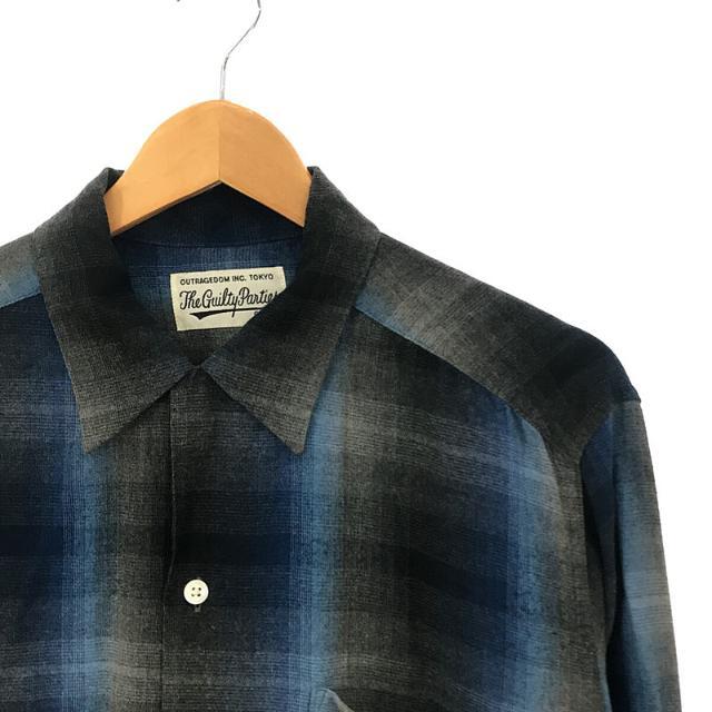 WACKO MARIA  / ワコマリア | OMBRE CHECK OPEN COLLAR SHIRT L/S レーヨン オンブレ チェック オープンカラー シャツ | XL | ブルー | メンズ