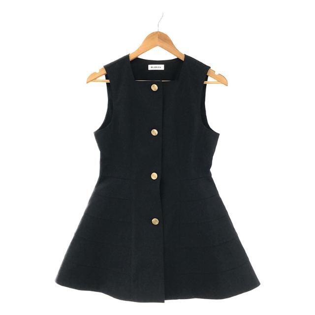 【新品】  Bluelea / ブルレア | peplum gilet スクエアネック 金ボタン ペプラム ジレ ベスト | F | black | レディーストップス