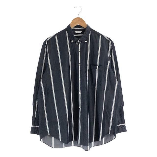 【美品】  WELLDER / ウェルダー | Button-Down Standard Shirt ストライプ ボタンダウン スタンダード シャツ | 4 | NAVY STRIPE | メンズ