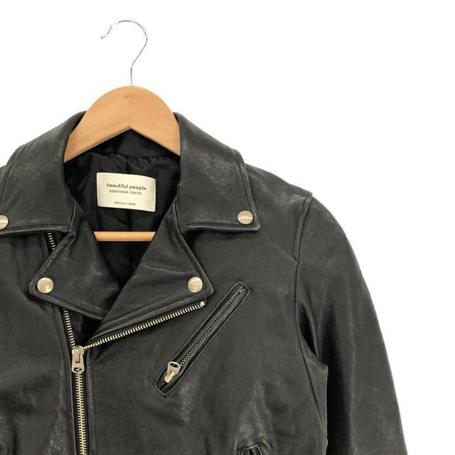 【美品】 beautiful people / ビューティフルピープル | vintage leather riders jacket ラムレザー  ヴィンテージ 加工 レザー ダブル ライダース ジャケット | 150 | ブラック | レディース