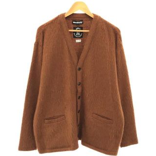 【美品】  MONITALY / モニタリー | アクリル ナイロン ウール シャギー Vネック カーディガン | L | ブラウン | メンズ(カーディガン)