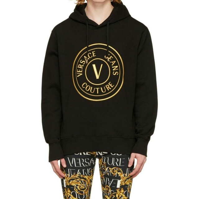 VERSACE - VERSACE JEANS COUTURE パーカー ブラック Lサイズの VERSACE - VERSACE JEANS COUTURE パーカー ブラック Lサイズの