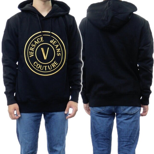 VERSACE - VERSACE JEANS COUTURE パーカー ブラック Lサイズの VERSACE - VERSACE JEANS COUTURE パーカー ブラック Lサイズの