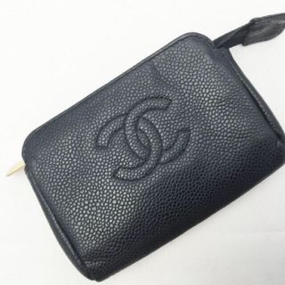 シャネル(CHANEL)のCHANEL シャネル ココマーク キャビアスキン ミニポーチ ポーチ 小物入れ(ポーチ)