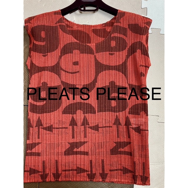 PLEATS PLEASE ISSEY MIYAKE(プリーツプリーズイッセイミヤケ)のイッセイミヤケ  プリーツプリーズ 極美品　レッド系　カットソー　3 レディースのトップス(カットソー(半袖/袖なし))の商品写真