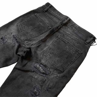 【新品】W25 L32 ディーゼル デニムジーンズ ダメージ加工 ブラック 黒