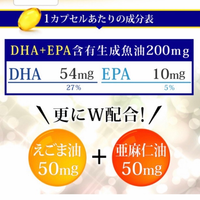 DHA＋EPA 亜麻仁油 エゴマ油配合 オメガ3 αリノレン酸 サプリメント  食品/飲料/酒の健康食品(その他)の商品写真