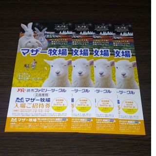 マザー牧場　ご招待状４枚(遊園地/テーマパーク)