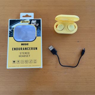 ワイヤレスイヤホン Bluetoothイヤホン 完全ワイヤレスイヤホン イエロー(ヘッドフォン/イヤフォン)