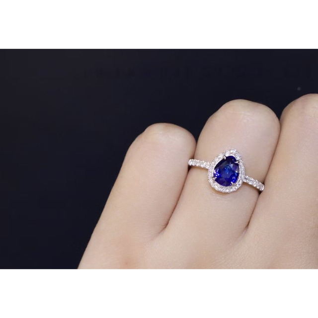 天然 ロイヤルブルーサファイア ダイヤ リング1.04ct k18 f